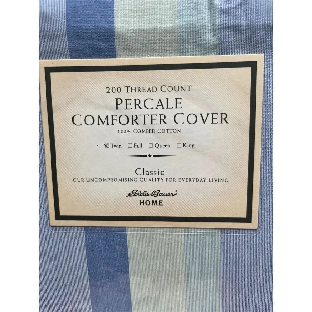 NEW Vintage EDDIE BAUER Twin Percale Comforter Cover Multi Striped